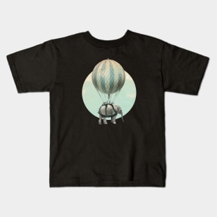 Elephant Transported by Balloon Kids T-Shirt